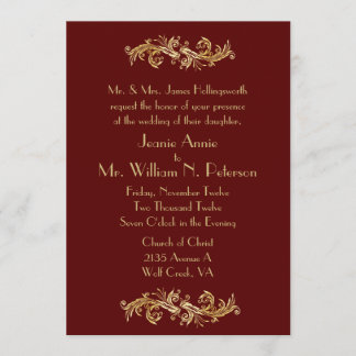 Chic Oxblood et Gold Faire-part de mariage