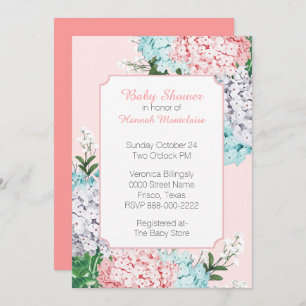 Chic Pastel Hydrangeas Baby shower rose Invitation