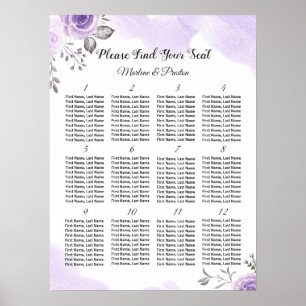 Chic Pastel Purple 12 Tables Tableau Mariage