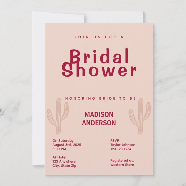 Chic Pays Thème Bridal Showboat Invitation (Devant)
