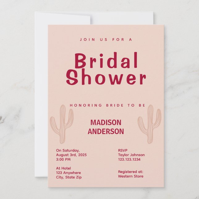 Chic Pays Thème Bridal Showboat Invitation (Devant)