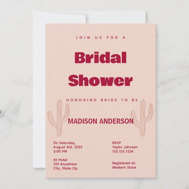 Chic Pays Thème Bridal Showboat Invitation (Devant)
