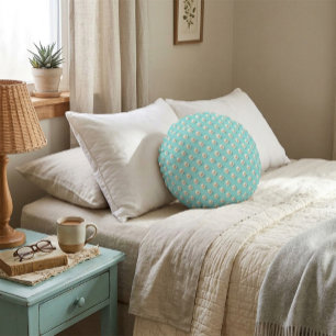 Chic Pearl & Turquoise Round Coussin