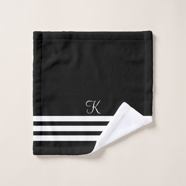Chic Personnalisable Noir Avec Esthétique d'Hôtel  (Gant de toilette)