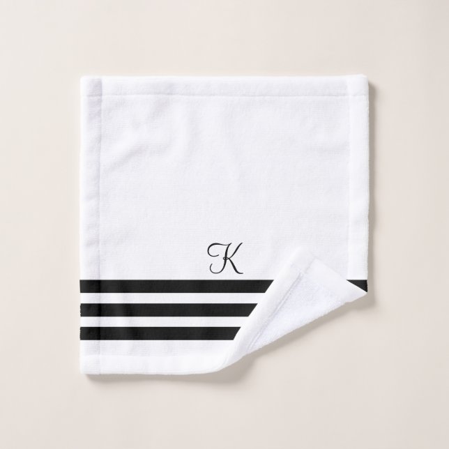 Chic Personnalisable Noir Et Blanc Esthétique Hôte (Gant de toilette)
