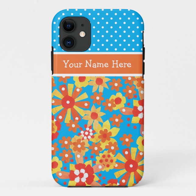 Chic Personnalisé iPhone 5 Coque : Ditsy Orange Fl (Dos)