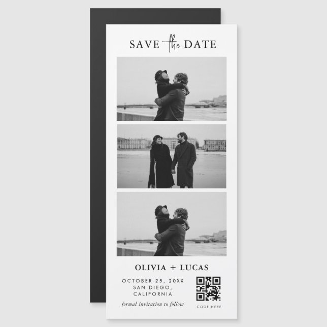 Chic personnalisé QR Code Bande photo Mariage magn (Devant / Derrière)