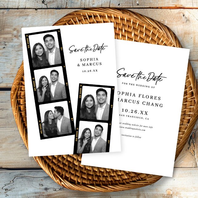 Chic Photo-booth Filmstrip Wedding Save The Date (Créateur téléchargé)