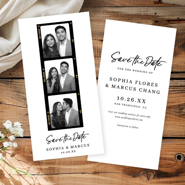Chic Photo-booth Filmstrip Wedding Save The Date (Créateur téléchargé)