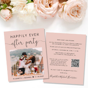 Chic Photo QR Code Blush Wedding Invitation de réc
