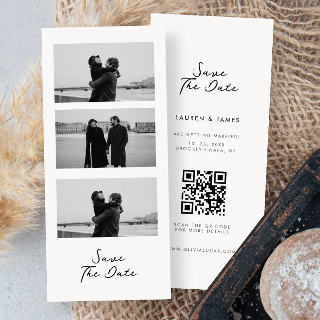 Chic Photo Strip Code QR Mariage Enregistrer la da (Créateur téléchargé)