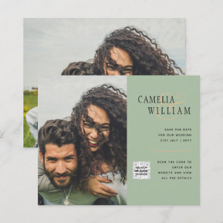 Chic Photo Wedding Inviter QR Code Enregistrer Dat