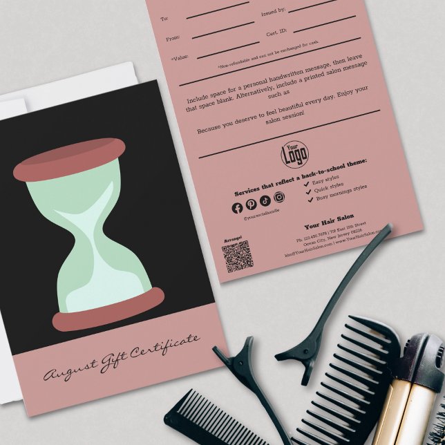 Chic Pink Black August Certificat cadeau (Chic Pink Black August Gift Certificate)