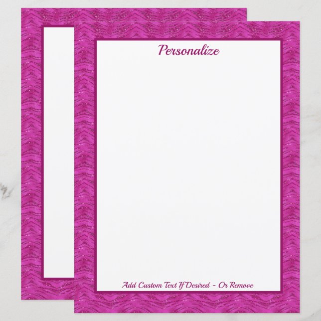 Chic Pink Glitter Zebra Pattern Personalized (Devant / Derrière)