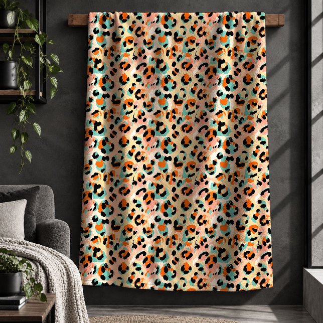 Chic Plaid Léopard Imprimé Multicolore Couverture  (Chic Leopard Print Bright Multicolor Throw Blanket)