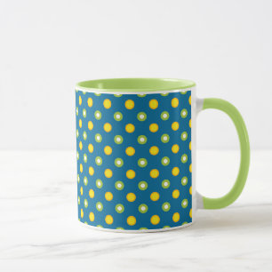 Chic Pois Jaune Vert sur Mug Bleu Ringer