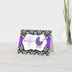 Chic Polka Pot Damask Baby shower Merci