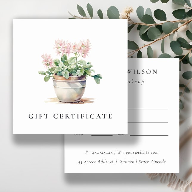 Chic Pot Floral House Plante Certificat cadeau (Créateur téléchargé)