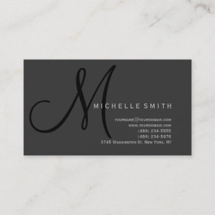 Chic Professionnel Monogramme Gris Carte de visite