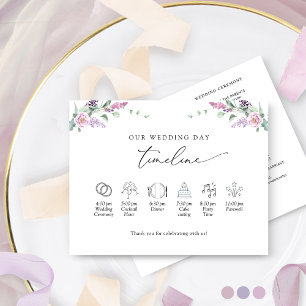 Chic Purple, Mauve Floral Mariage Timeline Program