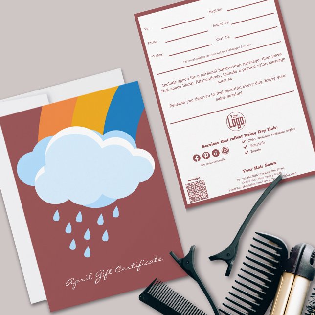 Chic QR Code Services Note Avril Certificat Cadeau (Chic QR Code Services Note April Gift Certificate, Rainbow Clouds)