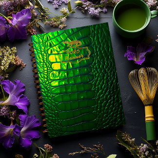 Chic Radiant Iridescente Vert Faux Crocodile