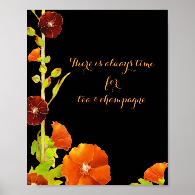 Chic Red Hollyhocks poster d'entreprise personnali (Devant)
