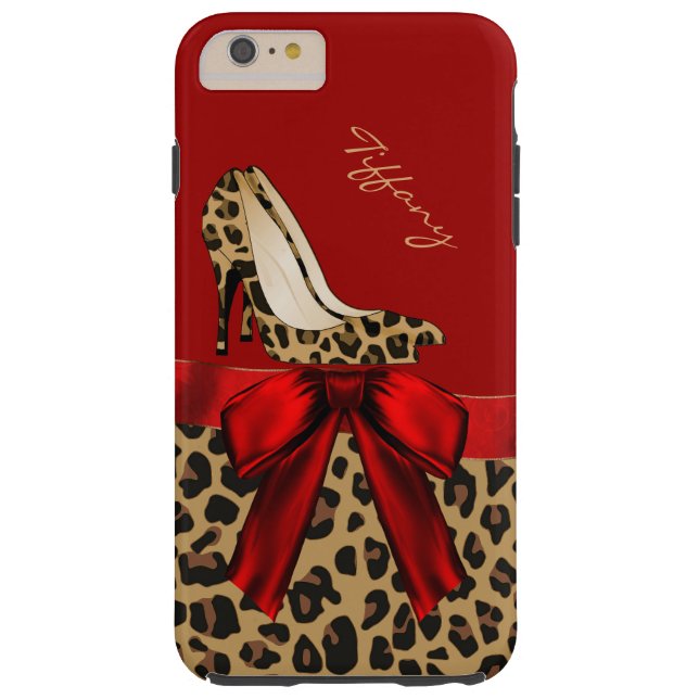 Chic Red & Jaguar Print iPhone 6 Plus Coque (Dos)