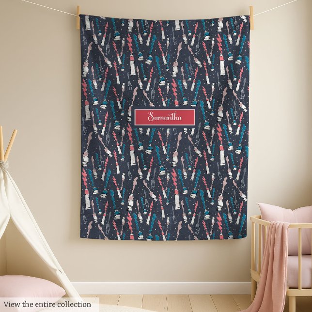 Chic retour à la couverture de l'école avec nom pe (Chic back to school blanket with custom name & charm)