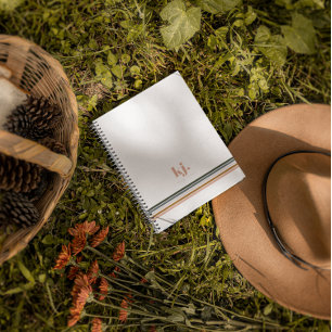 Chic Retro Stripes Monogram Carnet Journal