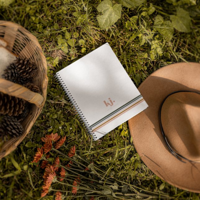 Chic Retro Stripes Monogram Carnet Journal (Créateur téléchargé)