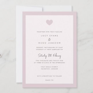 Chic rose bordée Love Heart Faire-part de mariage