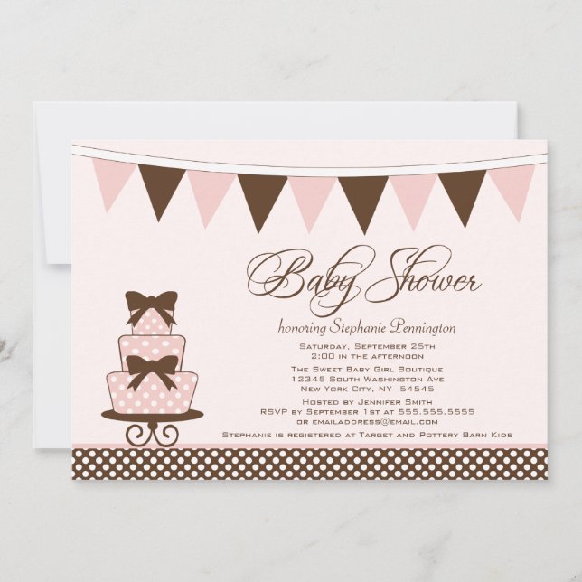 Chic rose + brun girls baby shower invitation (Devant)