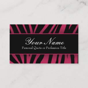 Chic rose chaud et noir Zebra Stripes Carte de vis