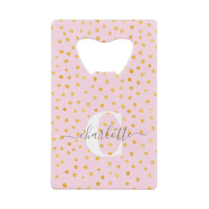 Chic rose et Gold Dots Nom du monogramme