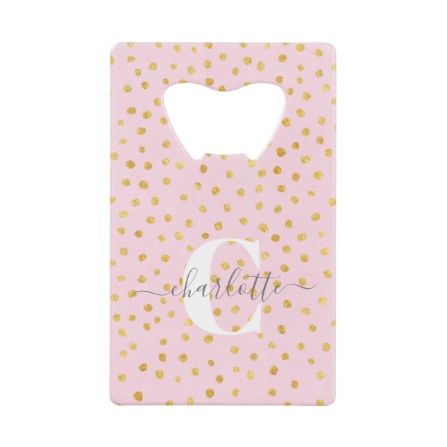 Chic rose et Gold Dots Nom du monogramme (Devant)