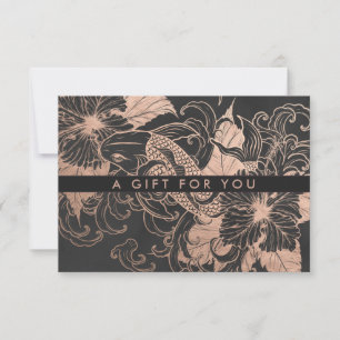 Chic Rose Gold Floral Koi Certificat-Cadeau