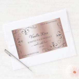 Chic Rose Gold Produit Étiquettes Argent Ornate Co