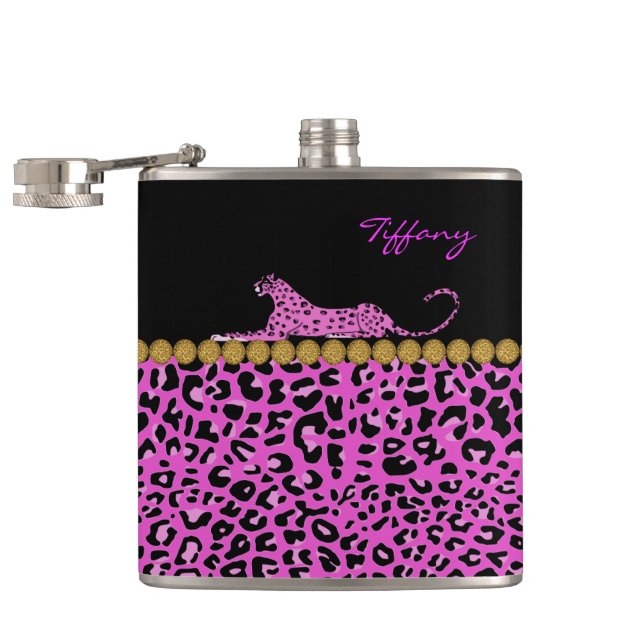 Chic rose jaguar Imprimer flacon personnalisé (Ouvert)