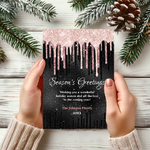Chic rose rougir gouttes noires Nouvel An Noël