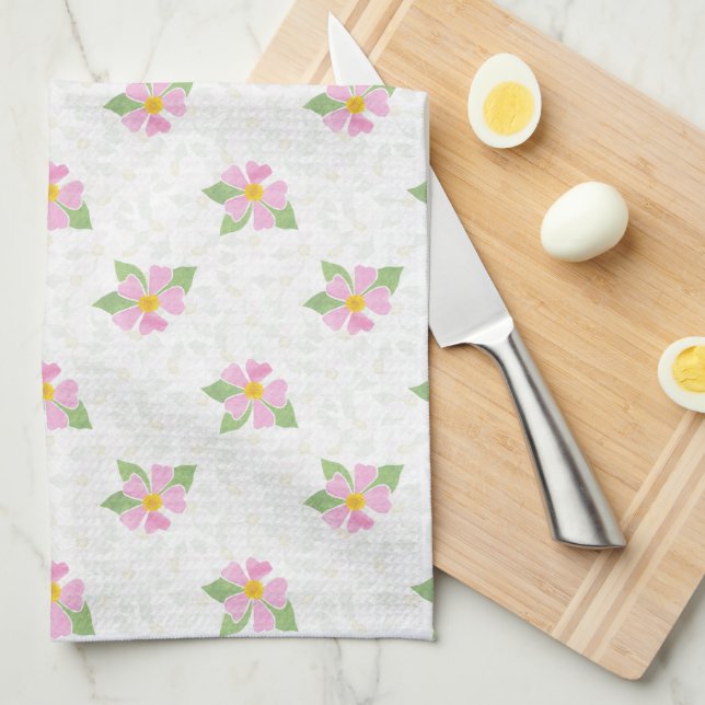 Chic Roses de chien rose, serviette de cuisine bla (Quart Plié)
