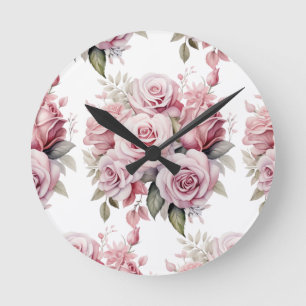 Chic Roses Roses Fleurs Florales Horloge