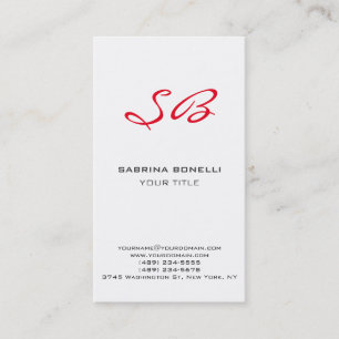 Chic rouge Monogramme blanc mou Carte de visite