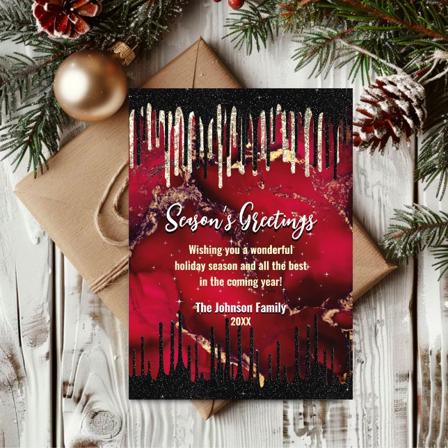 Chic rouge noir gouttes parties scintillant Noël n (Créateur téléchargé)