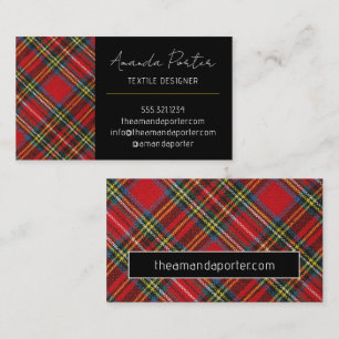 Chic rouge Tartan Plaid Carte de visite