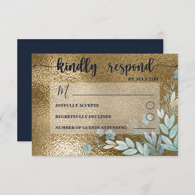 Chic RSVP Marine et Mariage Gold Foliing (Devant / Derrière)