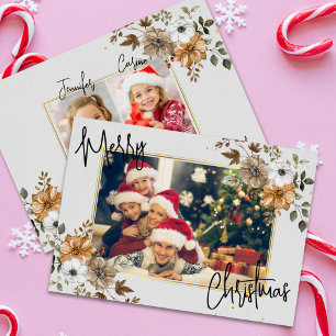 Chic Rustic Noël Famille 3 Photos Carte de vacance