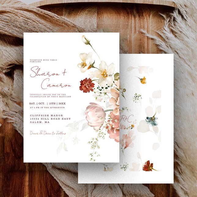 Chic Rustique Aquarelle Boho Floral Garden Mariage (Créateur téléchargé)