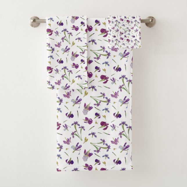 Chic Rustique Purple Aquarelle Iris Fleurs Motif (En situation)