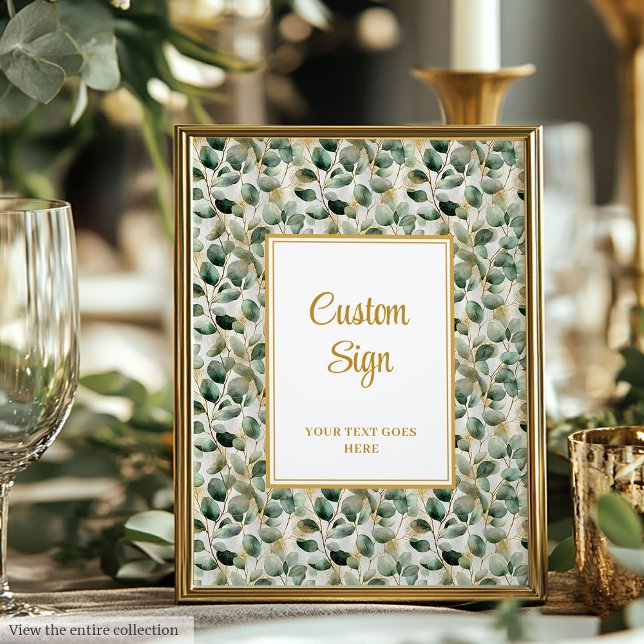 Chic Sage Green Gold Feuille Mariage Poster person (Chic Sage Green Gold Leaves Wedding Custom Poster)